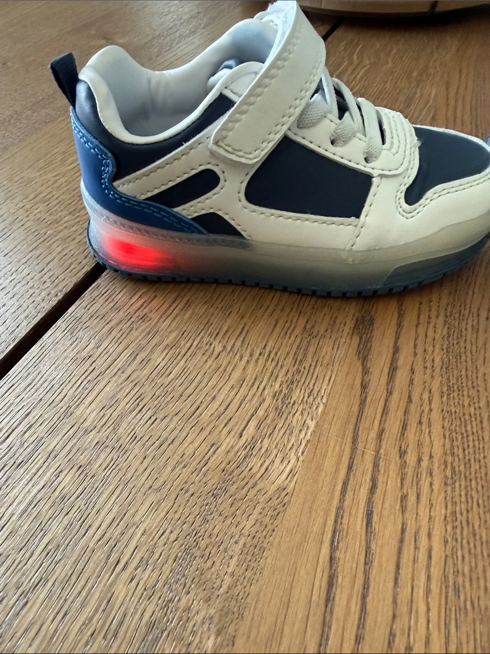 Kids Navy and White Casual Sneakers - Slip On, Velcro Closure